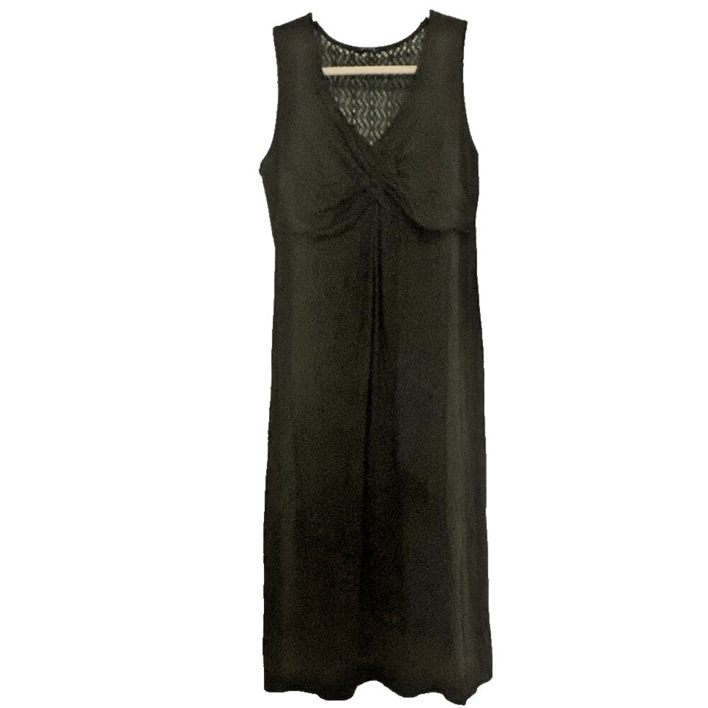 Daisy Fuentes Womens Sleeveless Maxi Dress Black VNeck Front Knot Twist Cotton M